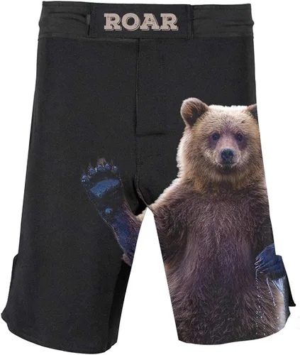 Vista 7 de O2TEE Pantalones cortos de lucha MMA para hombre, serie Roar, BJJ, No Gi, Grappling, Jiu Jitsu Onda abstracta