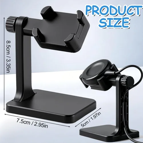 Vista 2 de Soporte de cargador ajustable para reloj inteligente, soporte de carga universal para reloj de escritorio con ranura de almacenamiento para cable