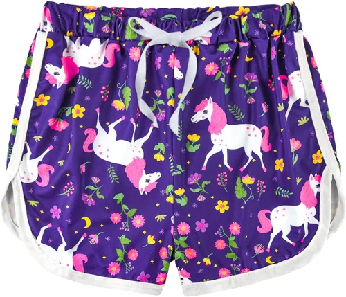 Vista 6 de ZukoCert Paquete de 5 pantalones cortos deportivos para niñas con cordón, pantalones cortos de delfín para niñas, pantalones cortos para correr