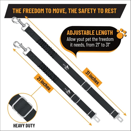Vista 5 de Active Pets Cinturón de seguridad para perro, arnés de seguridad ajustable para coche, cinturón de seguridad para perros - Cinturones de seguridad