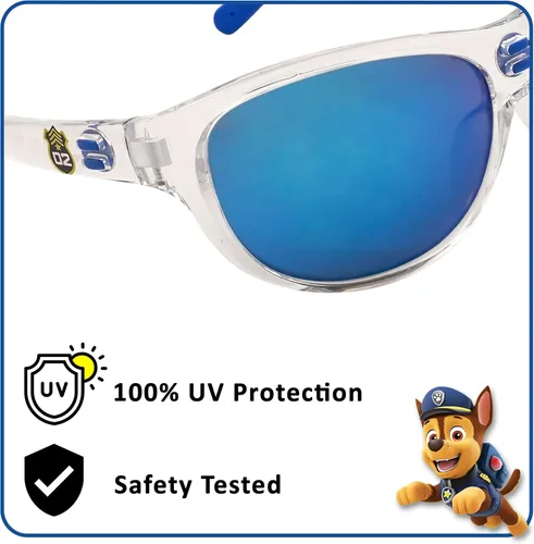 Vista 2 de Sun-Staches Arkaid - Gafas de sol oficiales de Paw Patrol para niños, envoltura deportiva blanca y azul Chase UV 400 Talla única para la mayoría