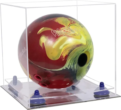 Vista 50 de Better Display Cases Acrylic Bowling Ball Display Case with Mirror Case, Yellow Risers and Clear Base (B33/A028)