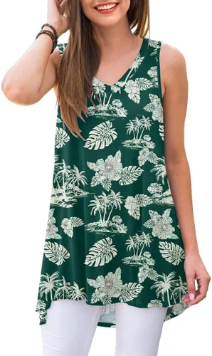 Vista 13 de AWULIFFAN - Blusa de verano sin mangas con cuello en V, túnica, top, para mujer 01 Negro