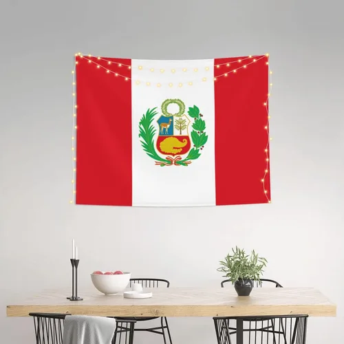 Vista 3 de Rqwaaed Tapiz de bandera peruana adorna perfectamente la pared de 29 x 37 pulgadas