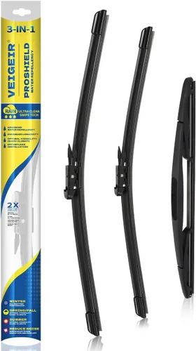 Vista 30 de Paquete de 3 plumas limpiaparabrisas delanteros y traseros para automóviles, calidad original de fábrica, 20 pulgadas, 20 pulgadas, 12 pulgadas