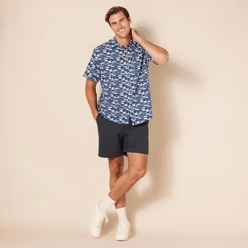 Vista 7 de Tienda Essentials - Camisa para hombre, manga corta, de ajuste regular, estampada