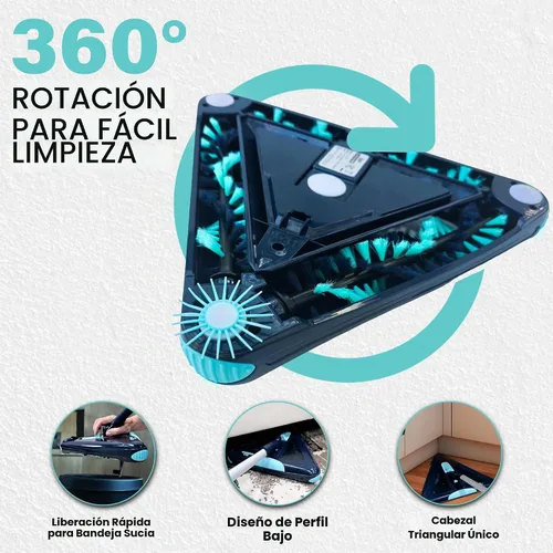 Vista 4 de Zippi Barridor Max - Versión 2025 Barridor Ligero, Diseño Triangular Permite Barrer en Esquinas, Perfecto para Alfombra Corta, Piso Duro y Cerámica