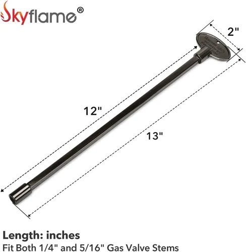 Vista 3 de Skyflame Kit de válvula de llave de gas recta de 1/2 pulgada para chimenea con brida con llave de 3 pulgadas y llave de 12 pulgadas