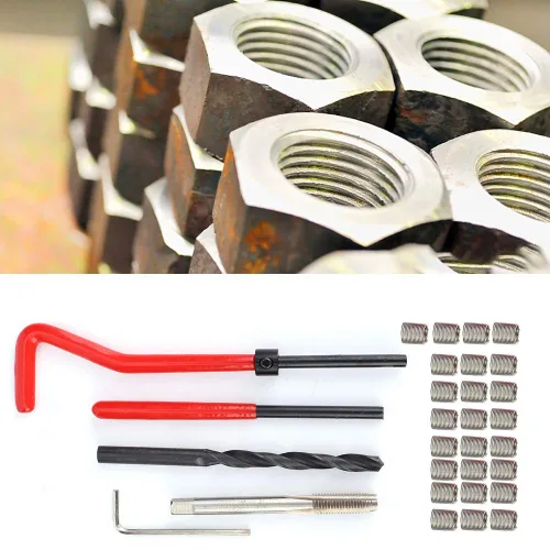 Vista 7 de Kit de reparación de roscas de 30 piezas, M6 x 1 (longitud 2D) de acero inoxidable torcido, herramienta de inserción roscada, kit de reparación