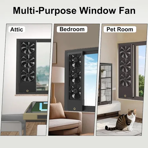 Vista 2 de 42-46in Window Exhaust Fan Vertical Exhaust Fan For Sliding Windows Reversible Fan