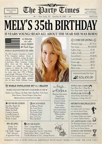 Vista 26 de Decoraciones personalizadas para fiesta de cumpleaños número 70, póster de periódico, lienzo de 0.75 pulgadas para mujeres y hombres, regalos de 1953