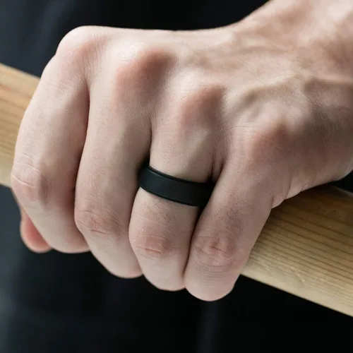 Vista 6 de ROQ Silicone Rubber Wedding Ring for Men, Comfort Fit, Men's Wedding Band, Breathable Rubber Engagement Band, 8mm Wide 2mm Thick, Step Edge, Multi