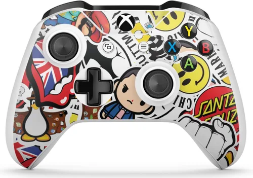Vista 6 de GNG Stickerbomb Skin Decal Sticker Compatible with Xbox One S Console + 2 Controller Skins