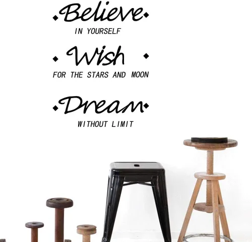 Vista 3 de Believe in Yourself Wish for The Stars and Moon Dream Without Limit - Calcomanías de pared con frases inspiradoras para aula, dormitorio de niños