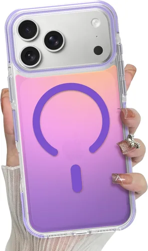 Vista 34 de Bonoma Funda magnética para iPhone 13 【Soporte para Magsafe】Protector de cámara de lujo de cristal fluorescente iridiscente con láser brillante + 2