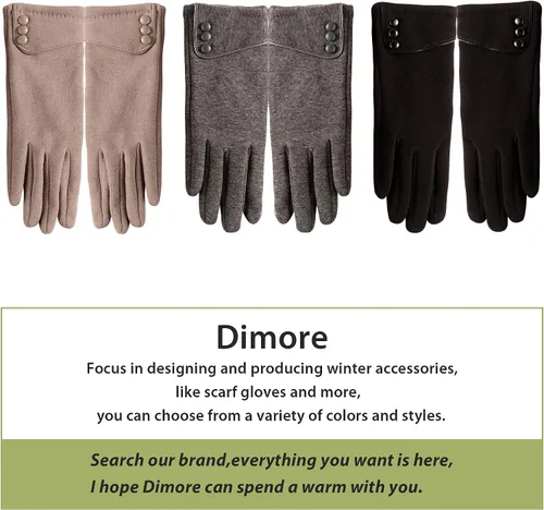 Vista 5 de 3 pares de guantes de invierno para mujeres clima frío niñas con dedos de pantalla táctil cálidos y gruesos mensajes de texto al por mayor
