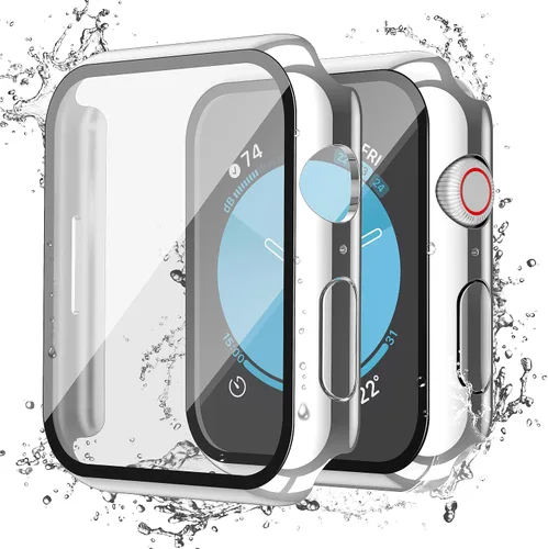 Vista 40 de Misxi Paquete de 2 fundas impermeables con botón diseñadas para Apple Watch Series 3 Series 2 de 38mm, funda rígida de policarbonato anticaídas