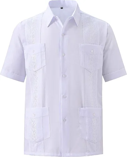 Vista 2 de MAXJON Camisas de Guayabera para hombre camisas cubanas de manga corta