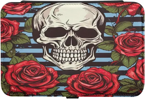 Vista 2 de Flradish Beautiful Rose and Skull Travel Jewelry Box,Portable PU Leather Small Jewelry Organizer for Earrings,Ring,Necklaces,Bracelets