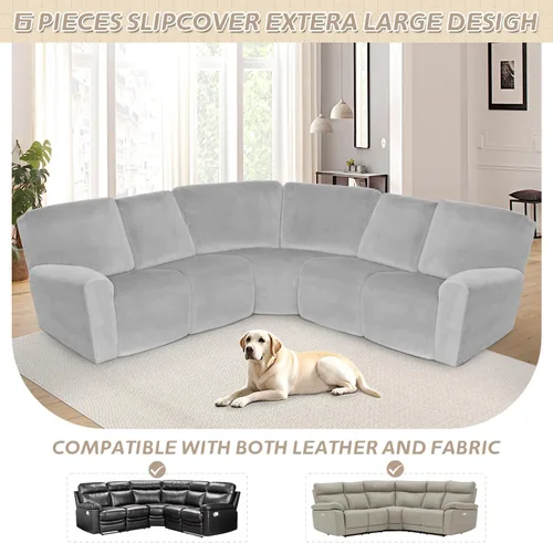Vista 3 de Arfntevss Fundas para sofá reclinable seccional, funda de terciopelo para sofá seccional para sofá reclinable, elástica, suave en forma de L, funda