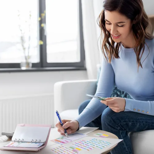 Vista 8 de Juego de carpetas presupuestarias de piel sintética, 25 unidades, cuaderno de cuero con sobres de efectivo transparentes, hojas de presupuesto