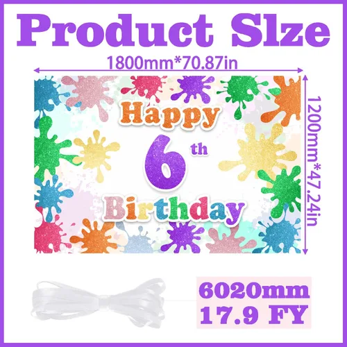 Vista 4 de Cartel de fondo de feliz cumpleaños 6 con diseño de grafiti colorido, decoración de fondo para artistas, niños y niñas, fiesta de cumpleaños