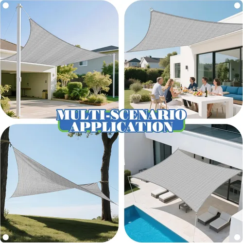 Vista 2 de ECOOPTS Toldo Vela Rectangular de 2'x2' Cubierta de Dosel para Patio Exterior Pérgola Jardín Trasero Tela HDPE 180GSM 95% Bloqueo UV (Gris)