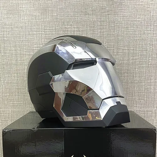 Vista 5 de Iron-Man Mk5 Casco eléctrico con control de voz para abrircerrar, máscara para niños, juguetes de cumpleaños, color gris, Gris