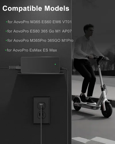 Vista 3 de VHBW Cargador eléctrico de 42 V compatible con AovoPro M365 ES60 EW6 365Go M1 M365Pro AP07 VT01 Scooter -YLT-42V0150 Adaptador de carga, indicador
