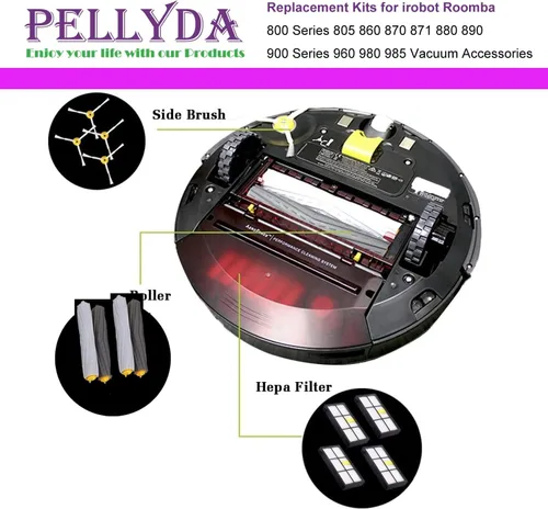 Vista 6 de Piezas de repuesto para irobot Roomba serie 800 y 900, kits de reposición para aspiradora Roomba 800 850 860 861 866 870 880 890 900 980 985
