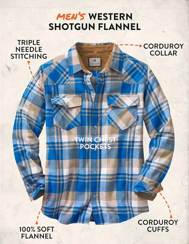 Vista 4 de Legendary Whitetails - Camisa de franela para hombre, estilo Shotgun Western