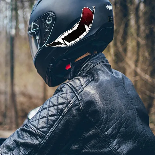 Vista 3 de Calcomanías para casco de motocicleta, calcomanías de decoración de dientes oscuros de personalidad para casco, calcomanías de bricolaje