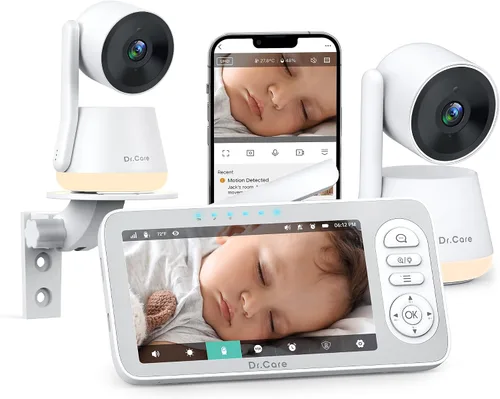 Vista 12 de Dr.Care LumiView Plus Smart WiFi Baby Monitor - Pantalla dividida 1080P de 5.5 pulgadas y cámara 2K, modo de privacidad, alertas de llanto