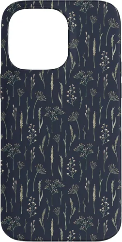 Vista 21 de Funda neutra Boho Dry Wildflower Meadow Botanical (azul marino) para iPhone 16