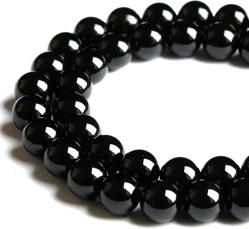Vista 2 de 100 piezas de cuentas de ágata negra de 6 mm, cuentas naturales de piedras preciosas redondas sueltas para hacer joyas