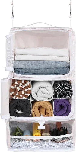 Vista 28 de Surblue Bolsa de Almacenamiento para Viaje con Estantes Colgantes, Cubo de Empaque de Compresión para Maleta Plegable con Capa Extensible de Gran