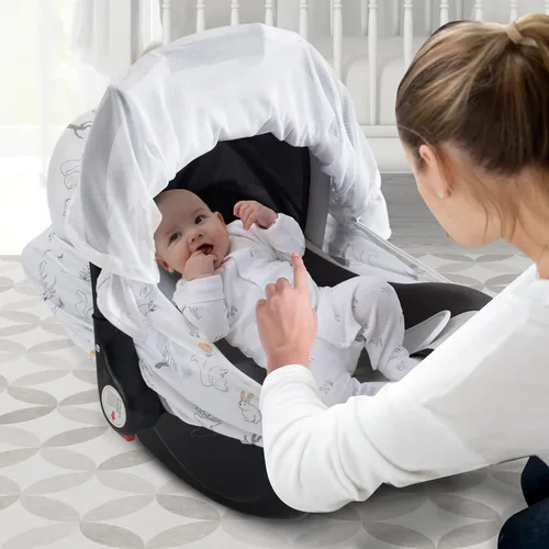 Vista 5 de Funda de asiento de automóvil para bebé, cubierta suave para protección solar, transpirable, cómoda, protección para asiento de automóvil