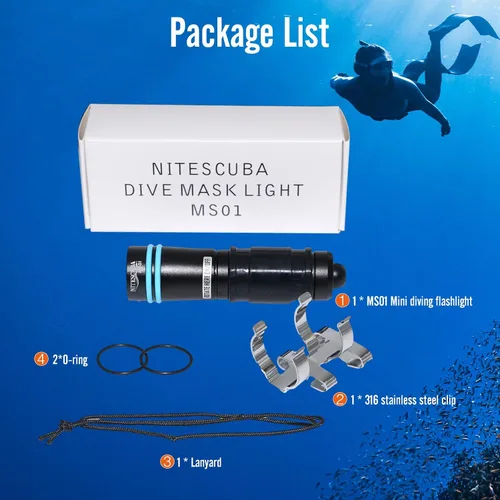 Vista 6 de nitescuba MS02 - Mini máscara de buceo, linterna de buceo, linterna subacuática, 229.7 ft, interruptor giratorio de 500 lúmenes, con batería y clip