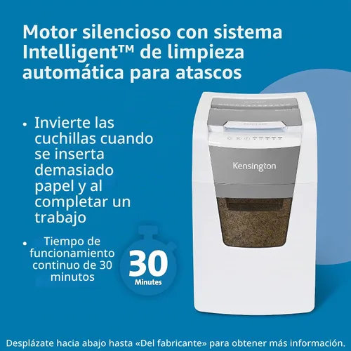 Vista 4 de Kensington Trituradora OfficeAssist de 150 hojas con alimentación automática de microcorte antiatascos de papel y tarjeta de crédito para oficina