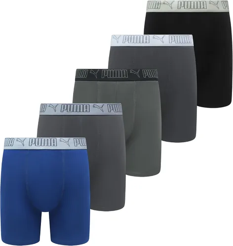 Vista 9 de PUMA Paquete de 5 calzoncillos tipo bóxer Performance para hombre Azul marino/rojo/negro