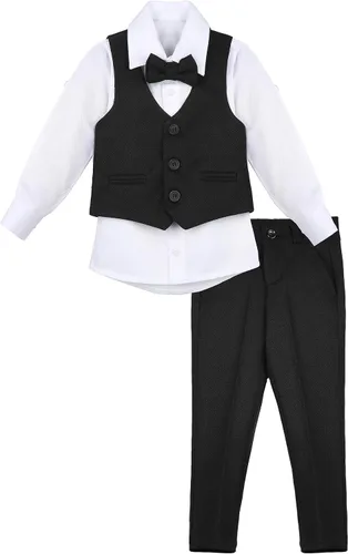 Vista 2 de Lilax Traje formal para niños de 4 piezas, chaleco, pantalones y corbata