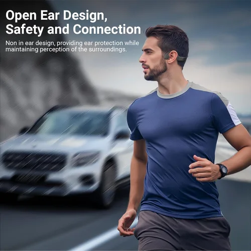 Vista 4 de Auriculares Bluetooth de conducción ósea 2025, diseño de oreja abierta, a prueba de sudor e impermeable, sonido estéreo HD, 10 horas