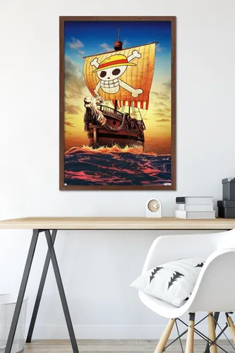 Vista 6 de Trends International Netflix One Piece - Póster de pared de una hoja, 22.37 x 34.00 pulgadas, versión enmarcada de caoba