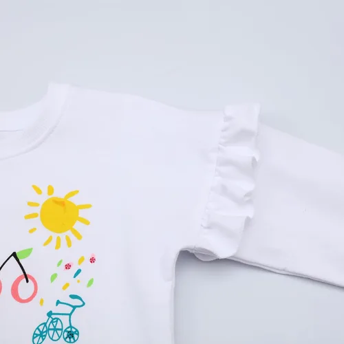 Vista 4 de HILEELANG Sudaderas de algodón para niña, estilo casual, cuello redondo, manga larga, suéter