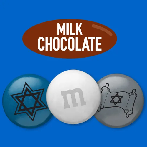 Vista 4 de M&M'S Bar Mitzvah - Caramelo de chocolate con leche, azul, plateado, blanco, bolsa a granel de 2 libras