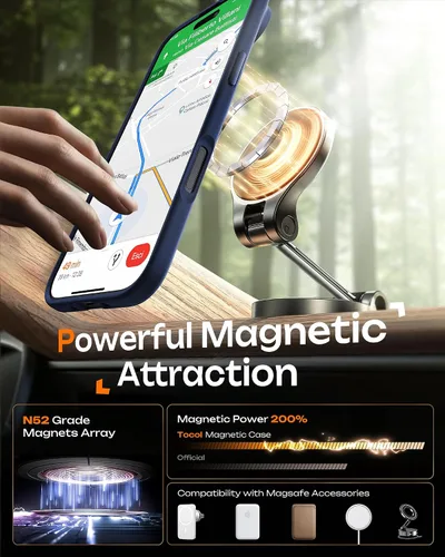 Vista 479 de TOCOL Funda para iPhone 11, compatible con Magsafe, protección completa de cámara, imanes integrados, protección contra caídas, funda translúcida