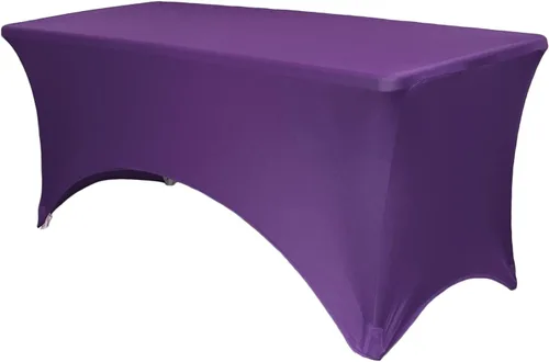 Vista 14 de YOUR CHAIR COVERS - Fundas rectangulares de elastano para mesas de 4 pies, manteles ajustados para eventos de boda, decoraciones de patio, tela Negro