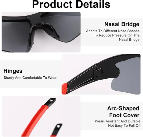 Vista 3 de Paquete de 4 lentes de sol de béisbol juveniles para hombres y mujeres, ligeros con protección UV, gafas de sol deportivas para ciclismo, correr
