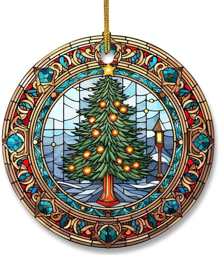 Vista 14 de Adorno de cerámica divertido - Papá Noel travieso y ciervo "Deseo que no te traiga nada más que una feliz Navidad" - Adornos para el hogar, adorno