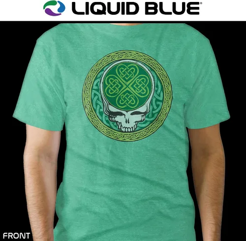 Vista 3 de Liquid Blue Camiseta unisex para adultos Grateful Dead Celtic Shamrock SYF de polialgodón